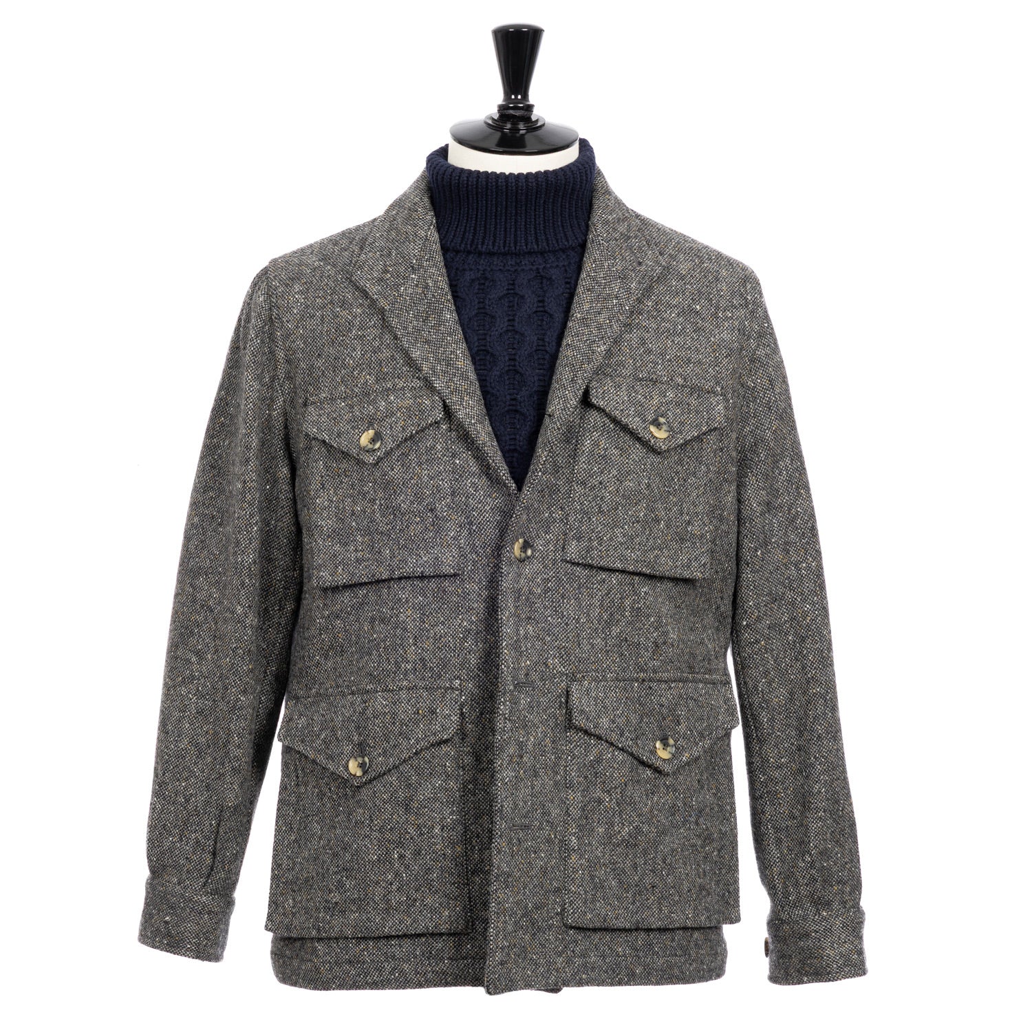 Shirt Jacket "Pocket Teba" made from Irish Donegal Tweed
